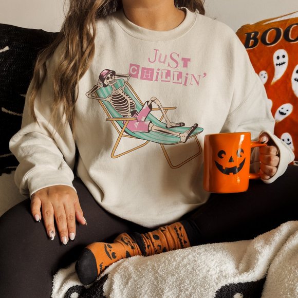 Spooky Lounger Halloween Sand Sweater - Picture 2 of 7